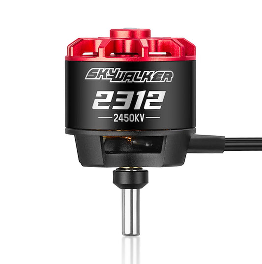 Hobbywing Skywalker 2312 SL Motor, Hobbywing Skywalker 2312 brushless motor with red top, black can, 2450KV label, and shaft