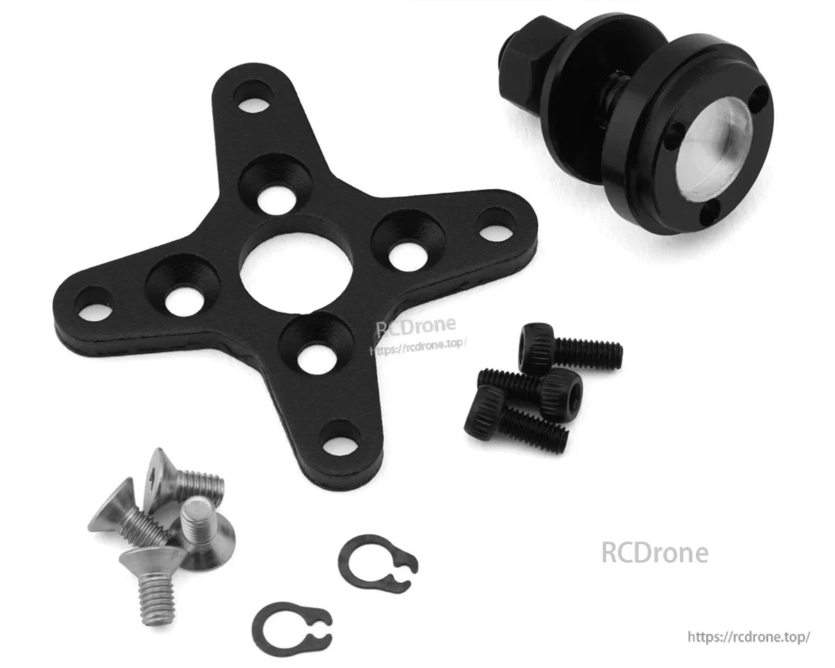 Mounting hardware set for Hobbywing Skywalker 2312 SL motor with X-mount plate, screws, and shaft adapter