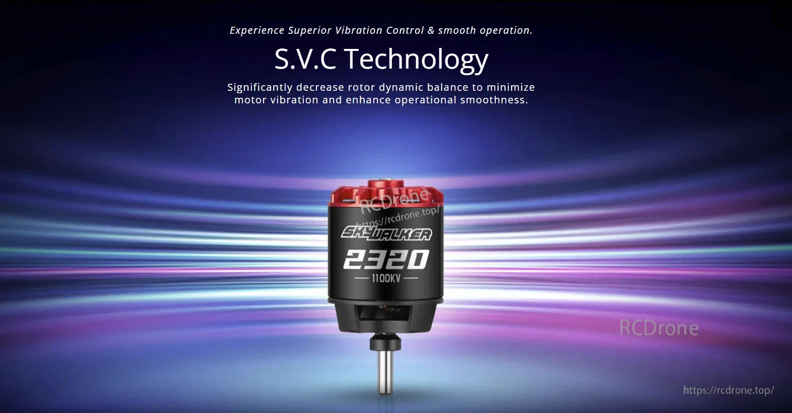 Hobbywing Skywalker 2320 fixed-wing brushless motor labeled 1100KV with red top and steel output shaft