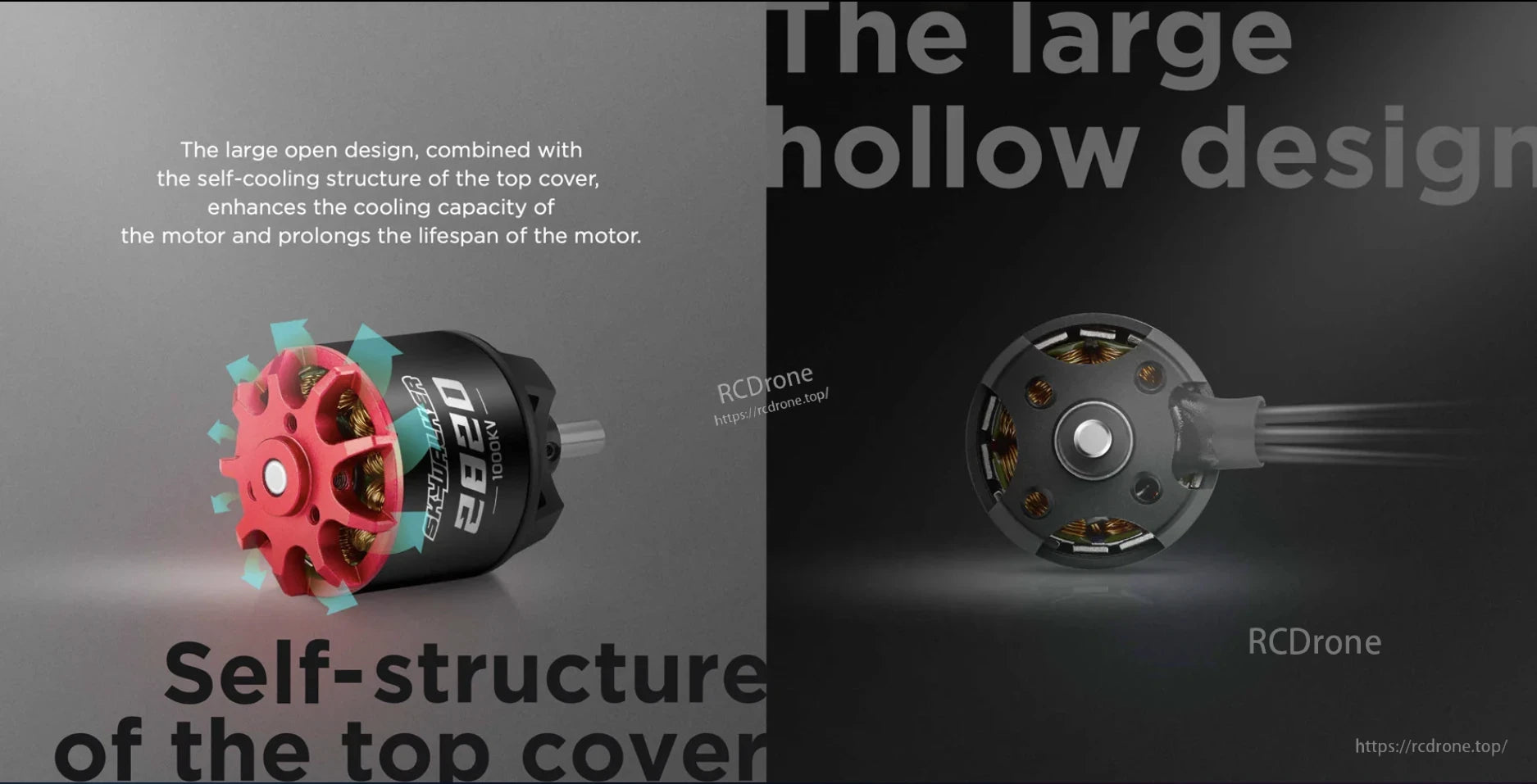 Hobbywing Skywalker 2814 SL brushless aircraft motor with open hollow top cover and exposed windings