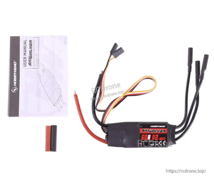 Hobbywing Skywalker 60A V2 ESC, Hobbywing Skywalker 60A V2 UBEC ESC with motor leads, battery wires, receiver plug, manual and heat shrink tube