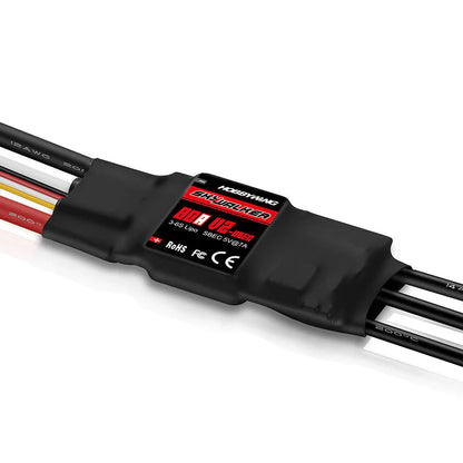 Hobbywing Skywalker 80A V2 Single ESC, Hobbywing Skywalker 80A V2 UBEC ESC for 3–6S LiPo, with heat-shrink case and pre-wired power leads
