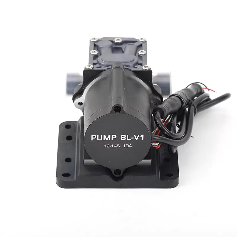 Hobbywing XRotor 8L/min Brushless Water Pump, Hobbywing XRotor brushless water pump PUMP 8L-V1 with mounting base, ports and wired connector (12-14S 10A)