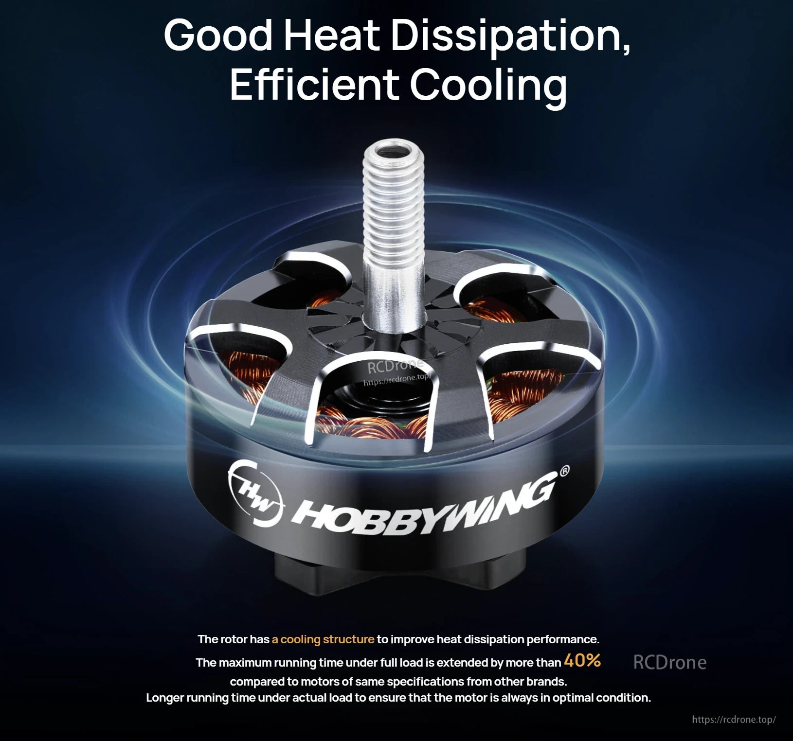 Hobbywing XRotor FPV 2812 FPV Motor, Hobbywing XRotor FPV 2812 brushless motor with vented rotor bell, copper windings, and threaded shaft