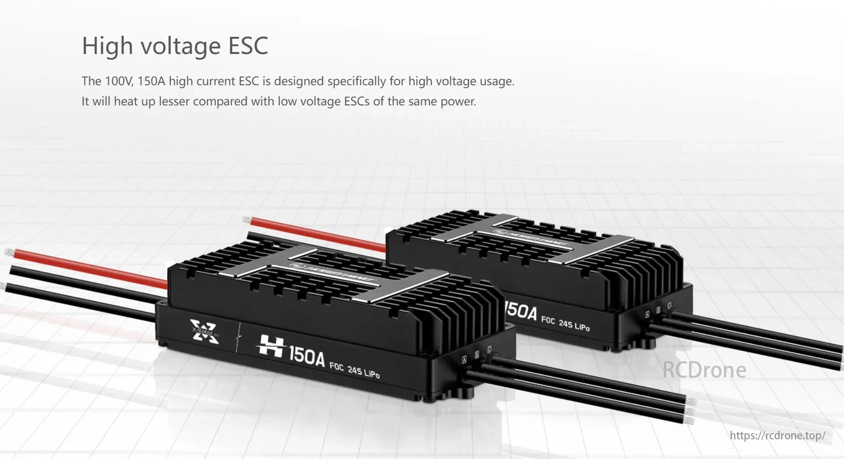 Hobbywing XRotor H150A 24S ESC, High voltage ESC (100V, 150A) for efficient, reliable performance with less heat than low-voltage equivalents. Ideal for high-voltage applications.