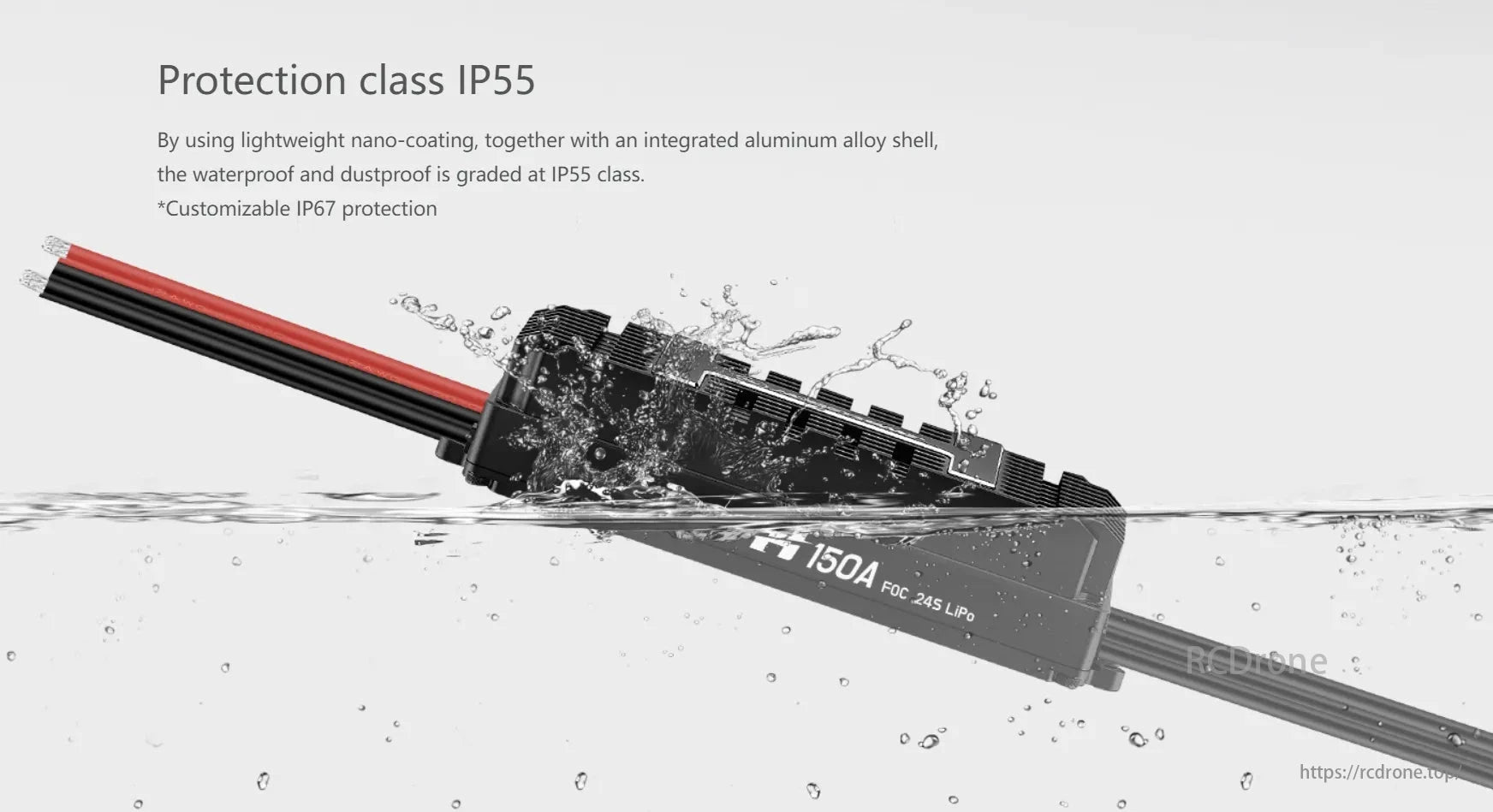 Hobbywing XRotor H150A 24S ESC, IP55 protection, nano-coating, aluminum shell, waterproof/dustproof, customizable to IP67.