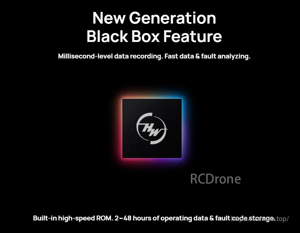 Hobbywing XRotor H60A 6S/14S ESC, New-gen black box with millisecond data recording, fast analysis, built-in high-speed ROM, and 2-48 hours storage.