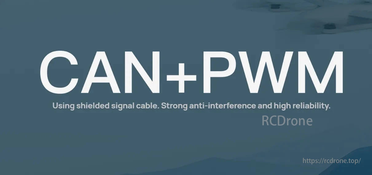 Hobbywing XRotor H60A 6S/14S ESC, CAN+PWM uses shielded cables for reliable, interference-resistant communication.