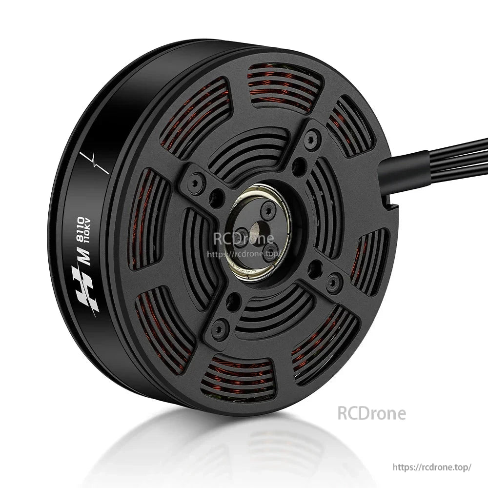 Hobbywing XRotor M8110 110KV multirotor drone motor with vented housing, central bearing, and lead wires