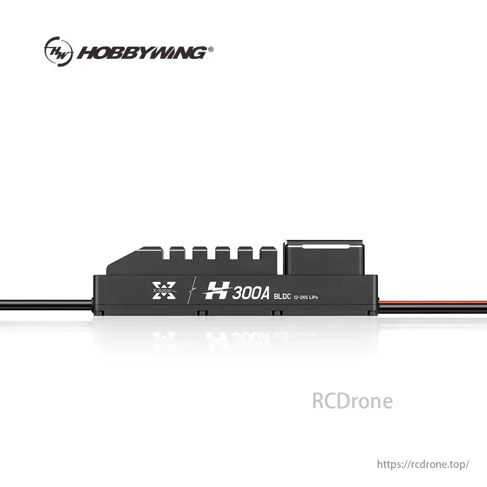 Hobbywing XRotor Pro H300A 24S 300A BLDC ESC, Wires with dimensions 175x76x47 mm, using 8AWG silicone wire and shielded cable