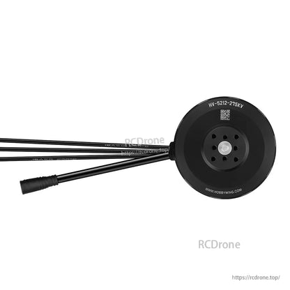 Hobbywing XRotor V5212 275KV IPC Motor, Hobbywing XRotor HV-5212 275KV brushless motor top view with three wires and connector