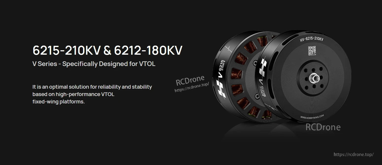 Hobbywing XRotor V6215 210KV 12S VTOL Motor, Hobbywing XRotor V Series HV-6215-210KV brushless VTOL motor with vented housing and front mount face