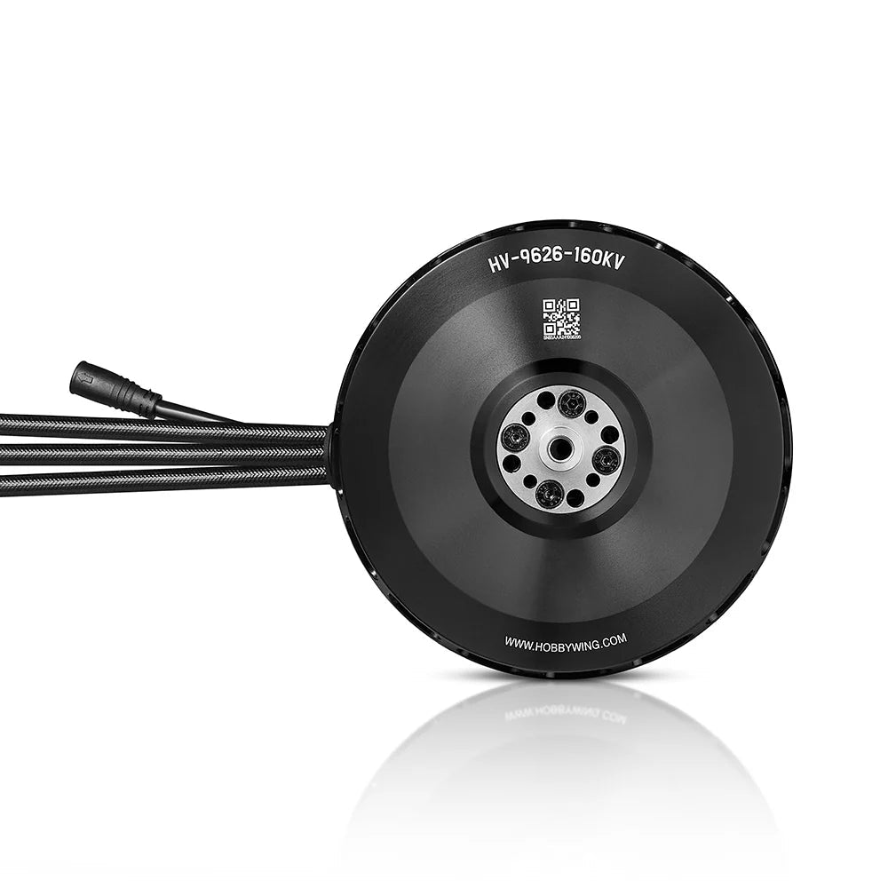 Hobbywing XRotor V9626 IPC 160KV 12S VTOL Motor, Hobbywing XRotor HV-9626 160KV VTOL brushless motor with front mounting plate and braided lead wires