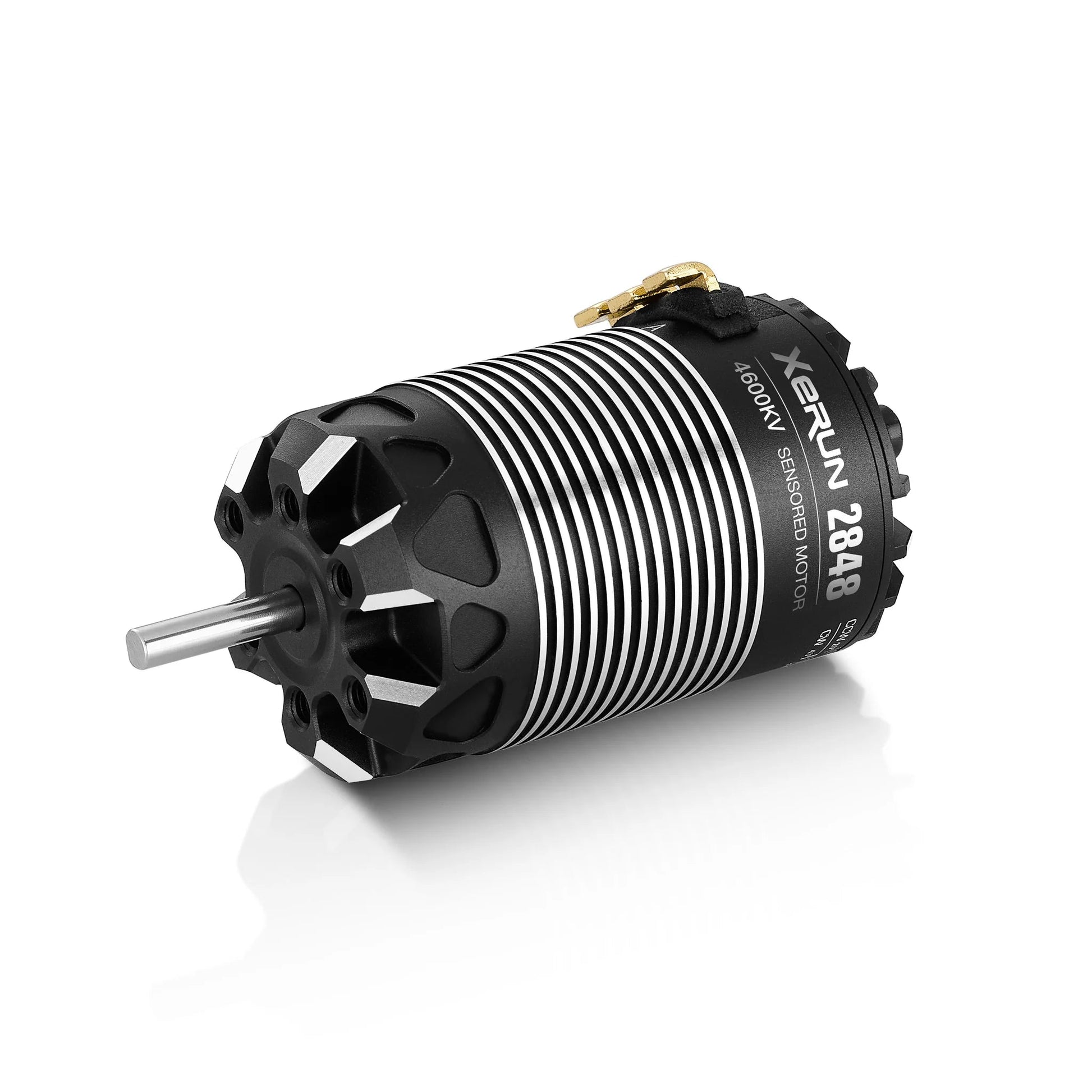 Hobbywing XeRun 2848 Sensored Brushless Motor, Hobbywing XeRun 2848 4600KV sensored brushless motor with black finned can and front mounting face