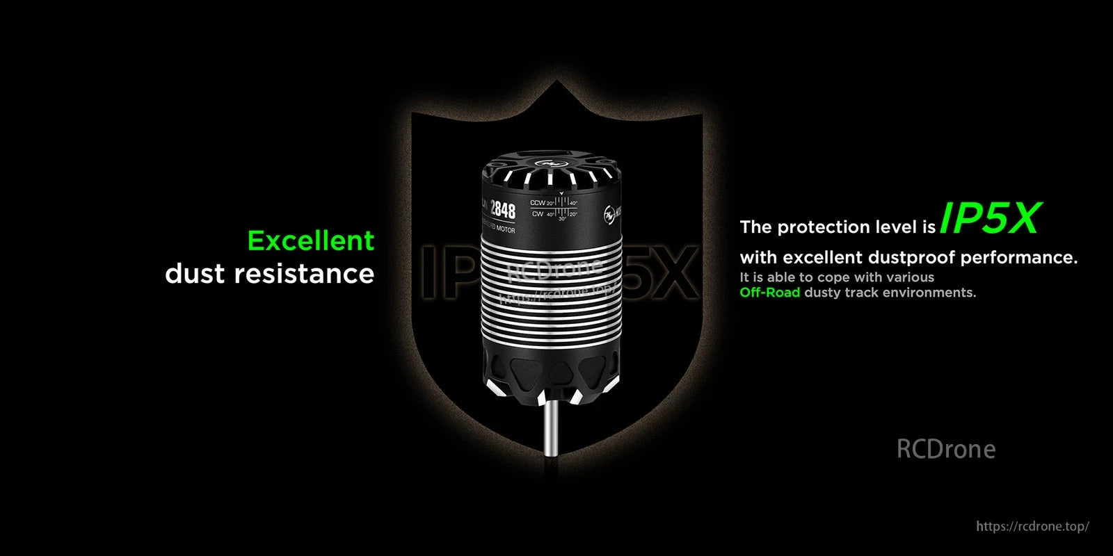 Hobbywing XeRun 2848 sensored brushless motor with IP5X protection level and ribbed aluminum can