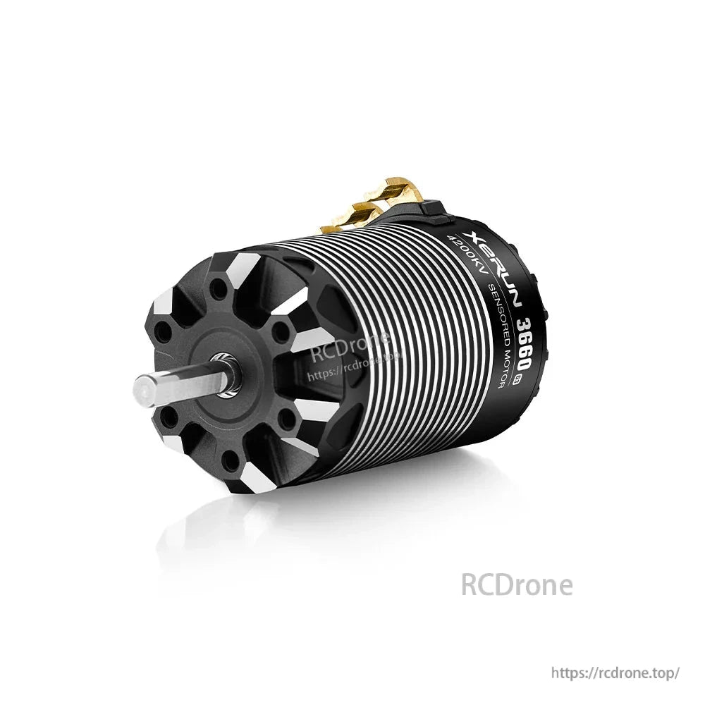 Hobbywing XeRun 3660SD G3 sensored brushless RC motor with finned can, 4200KV label and 5mm shaft