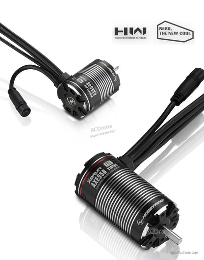 Hobbywing XeRun AXE 540L/550 FOC Brushless Motor, Hobbywing XeRun AXE 540 and 550 sensored FOC brushless motors with finned can and sensor lead