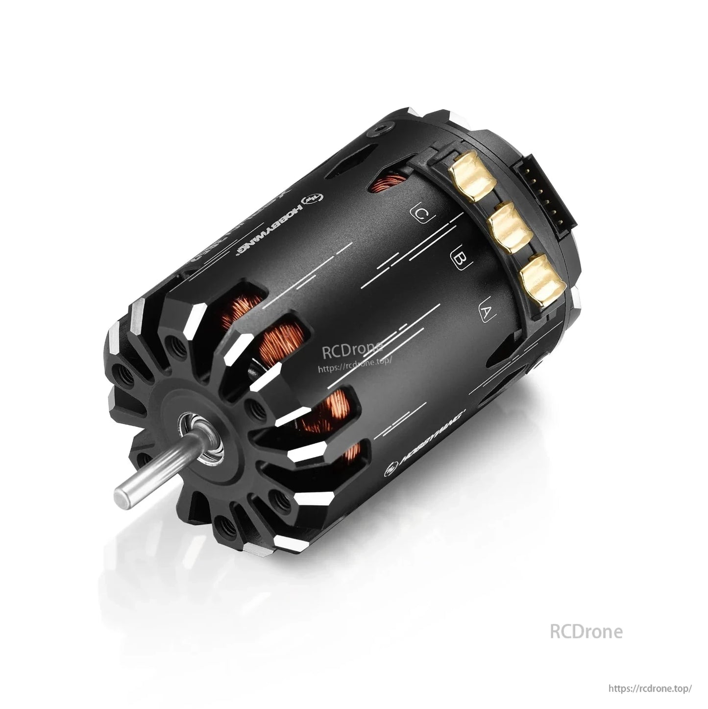 Hobbywing XeRun DRX 3652 sensored brushless RC motor with A/B/C solder tabs, sensor port, and 5mm shaft