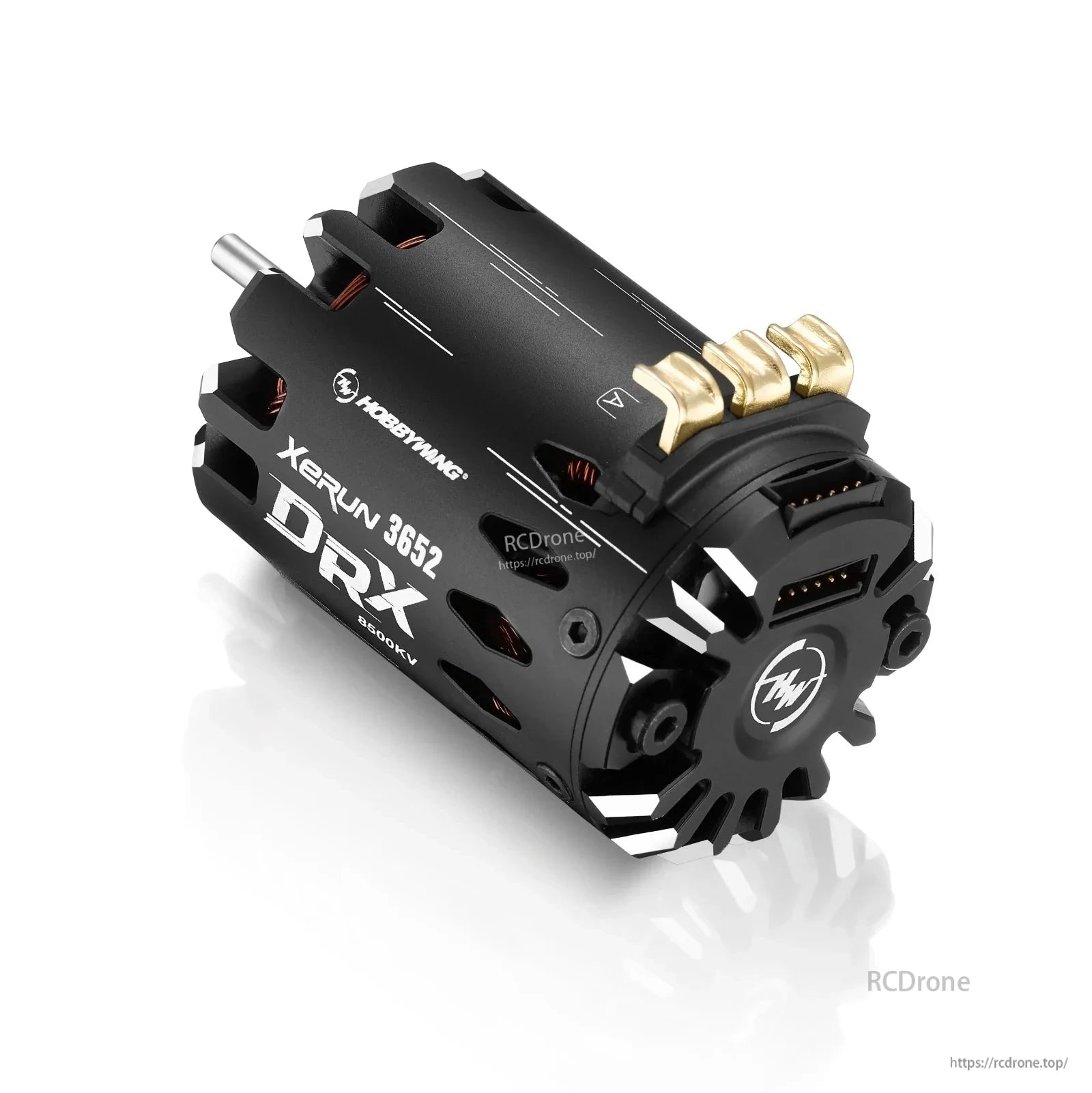 Hobbywing XeRun DRX 3652 8500KV sensored brushless motor with gold bullet connectors and sensor port