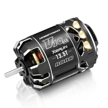 Hobbywing XeRun V10 G4R 13.5T sensored brushless RC motor with black case, solder tabs and cooling cutouts