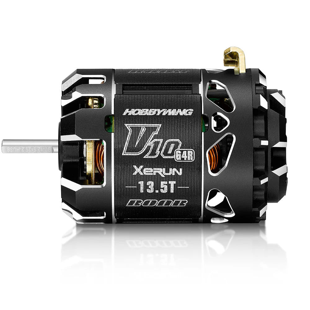 Hobbywing XeRun V10 G4R 13.5T brushless motor for 1/10 RC cars with black open-frame can design