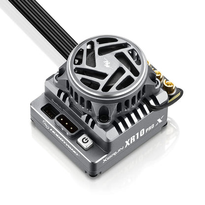 Hobbywing XeRun XR10 PRO G3X 160A Brushless ESC, Hobbywing XeRun XR10 Pro brushless ESC with cooling fan, sensor port, and switch connector on top