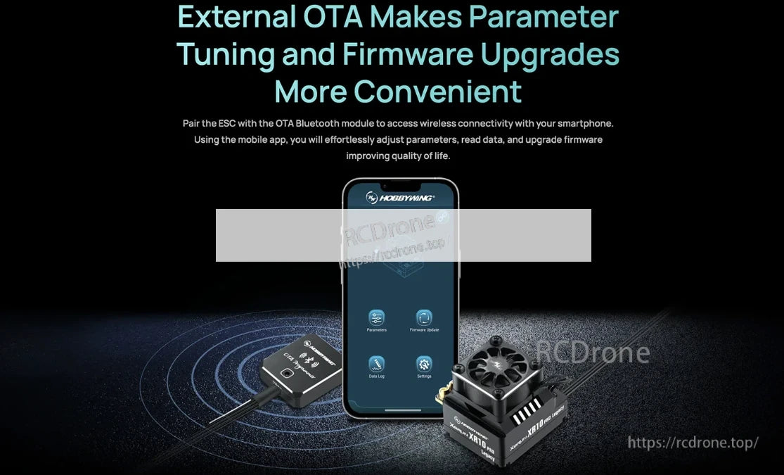 Hobbywing XeRun XR10 PRO Legacy Edition ESC, Hobbywing XeRun XR10 PRO Legacy ESC with OTA Bluetooth module and smartphone app for wireless tuning