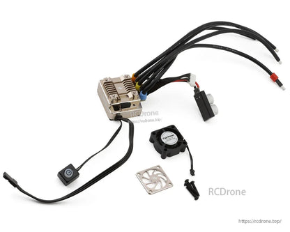 Hobbywing XeRun XR10 Pro WP ESC, Hobbywing XeRun XR10 Pro ESC with aluminum heatsink, motor/battery leads, on-off switch, cooling fan and hardware