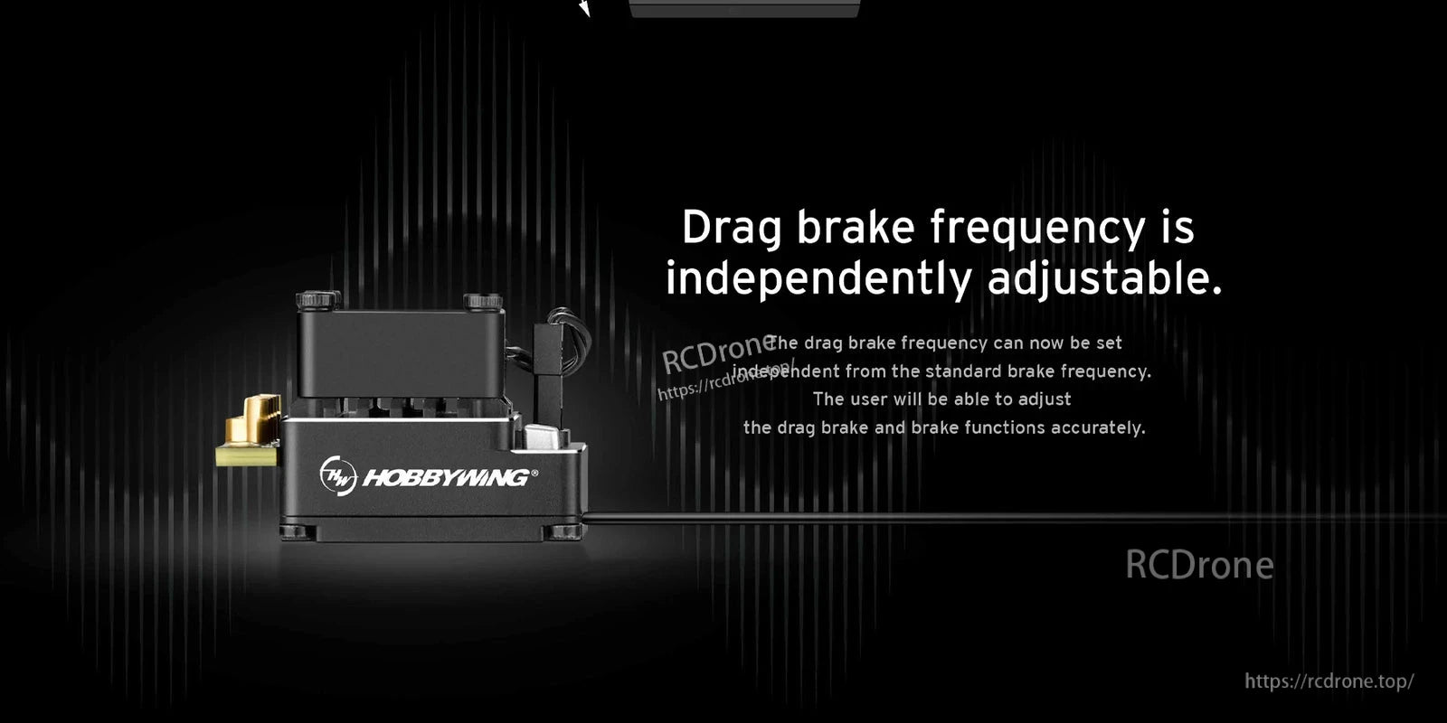 Hobbywing XeRun XR10 Stock Spec G2 sensored brushless ESC with wiring lead and drag brake frequency note