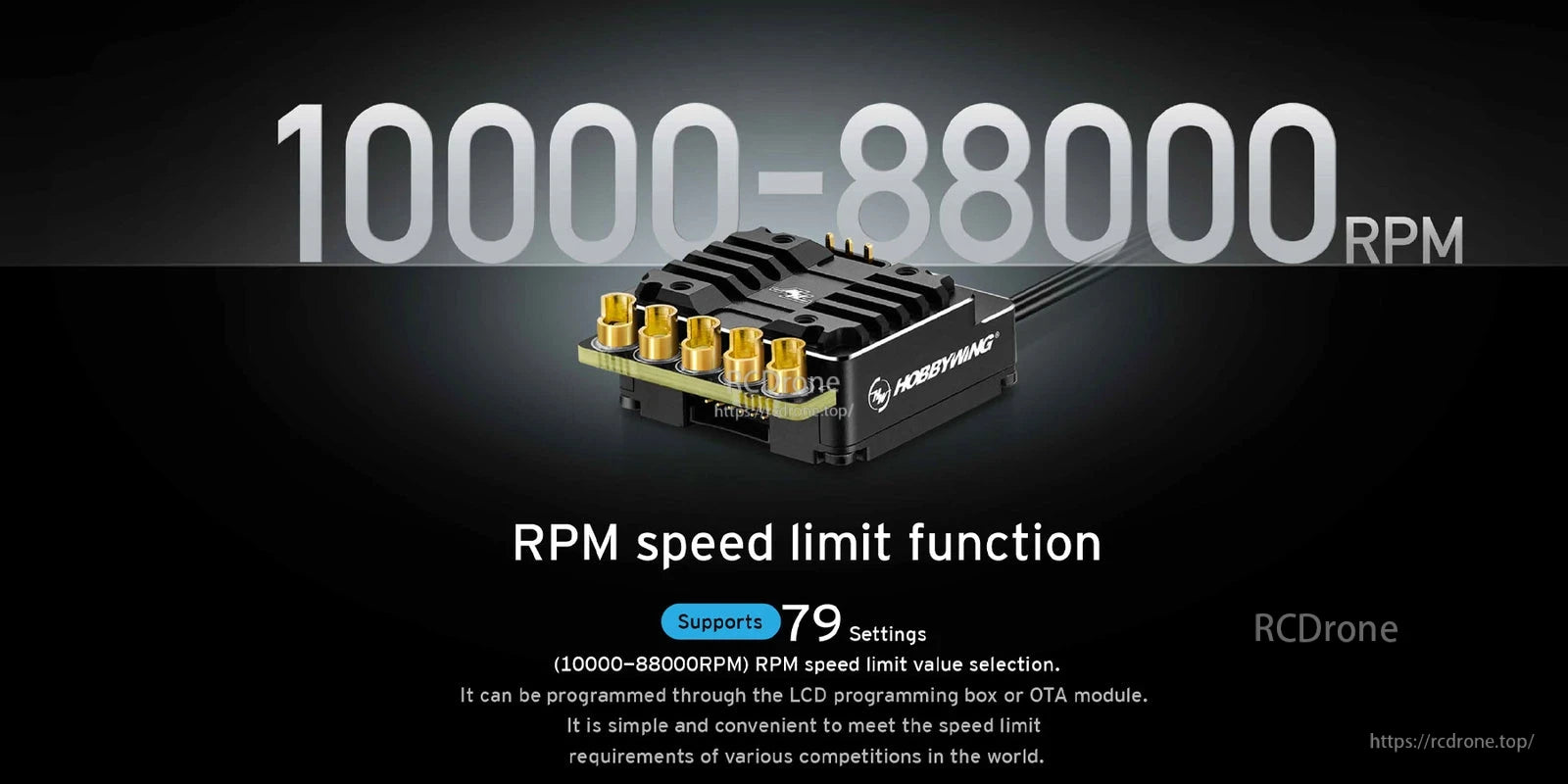 Hobbywing XeRun XR10 Stock Spec G2 sensored brushless ESC with RPM speed limit range 10,000–88,000