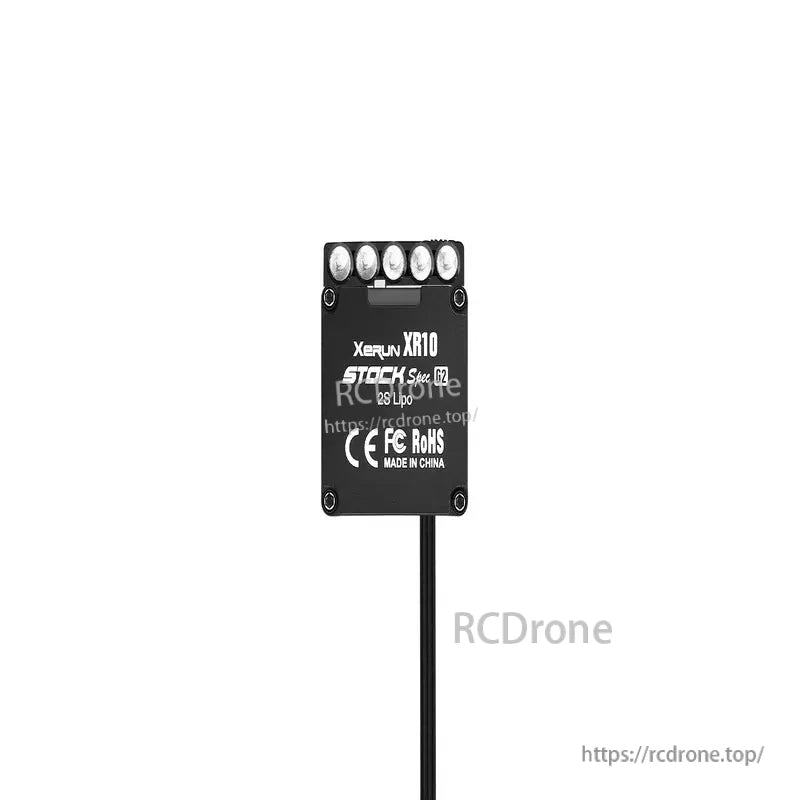 Hobbywing XeRun XR10 Stock Spec G2 sensored brushless ESC module labeled 2S LiPo, black case with top terminals