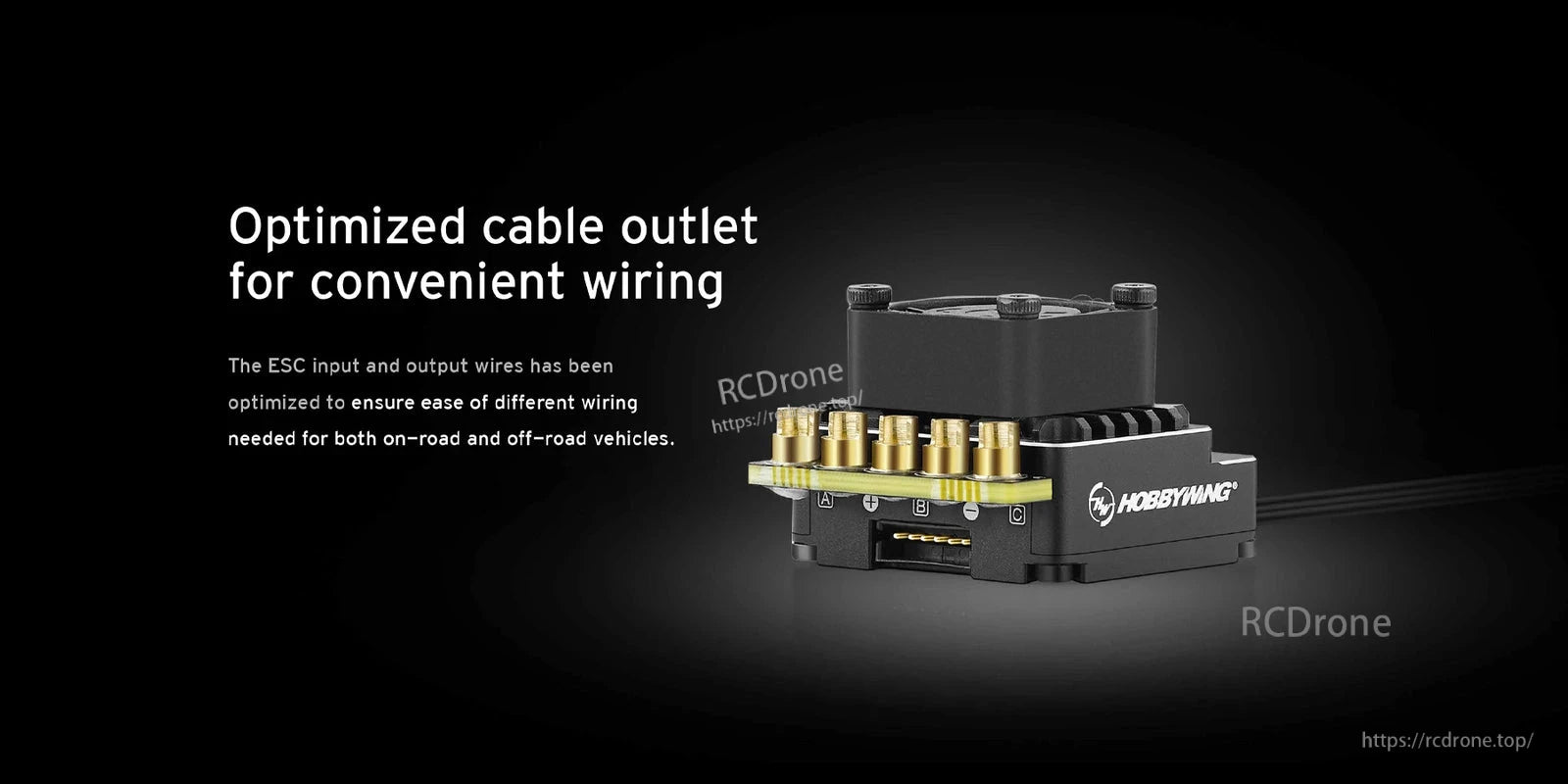 Hobbywing XeRun XR10 Stock Spec G2 sensored brushless ESC with optimized cable outlet and bullet terminals