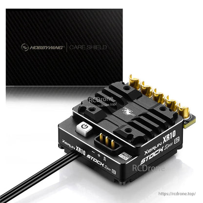 Hobbywing XeRun XR10 Stock Spec G2 sensored brushless ESC with heatsink top and gold connector posts