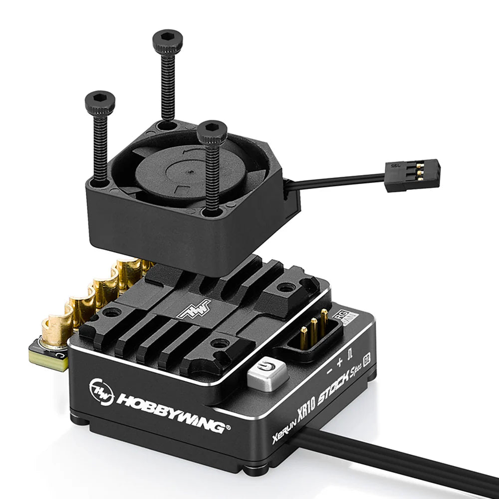 Hobbywing XeRun XR10 Stock Spec G2 sensored brushless ESC with cooling fan, bullet motor ports and power leads