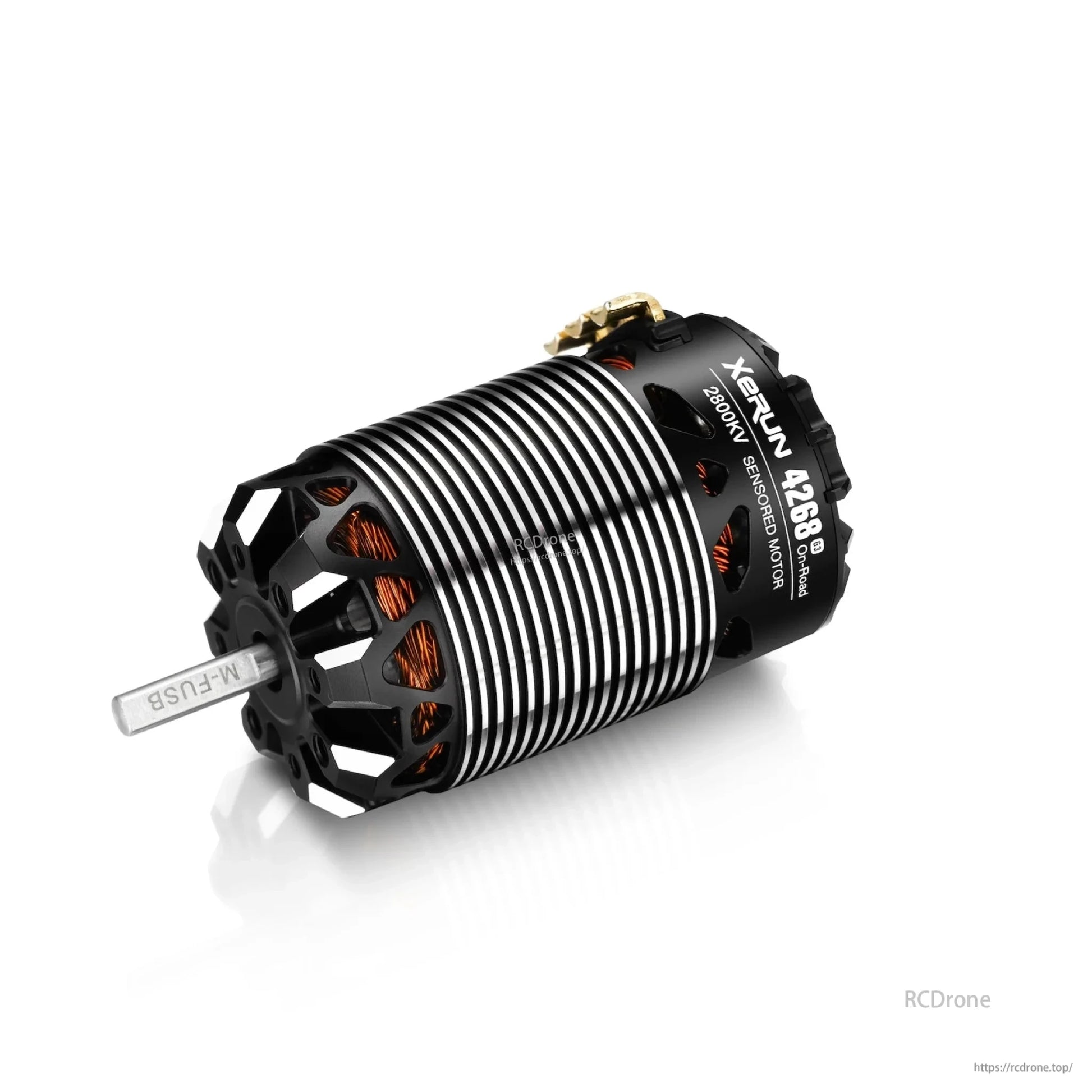 Hobbywing XeRun 4268 G3 sensored brushless motor with finned aluminum can and 2800KV marking