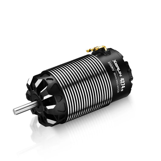 Hobbywing XeRun 4274 2250KV sensored brushless RC motor with finned black can and output shaft