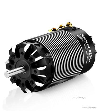 Hobbywing XeRun 4274 sensored brushless RC motor with finned can, 2250KV marking and steel output shaft