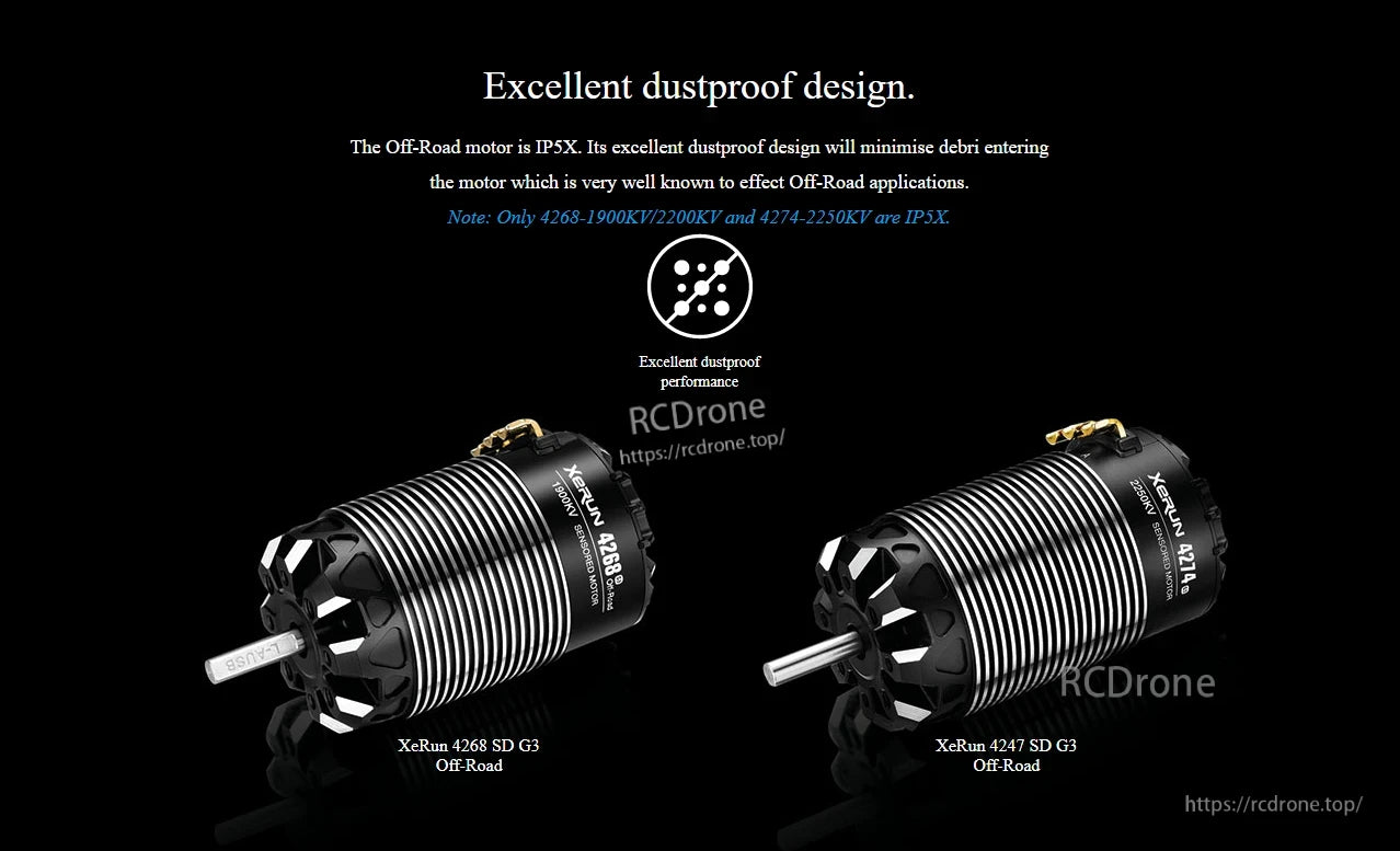 Hobbywing XeRun 4274 SD G3 2250KV sensored brushless RC motor with finned can and IP5X dustproof design