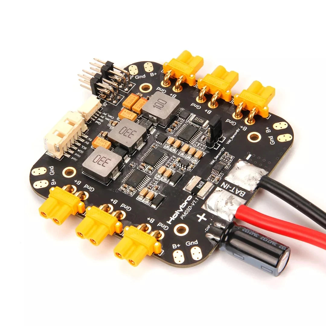 Holybro PM03D Power Module, Package includes PM06 board, cables, connectors, and accessories for flight controller power and other purposes.