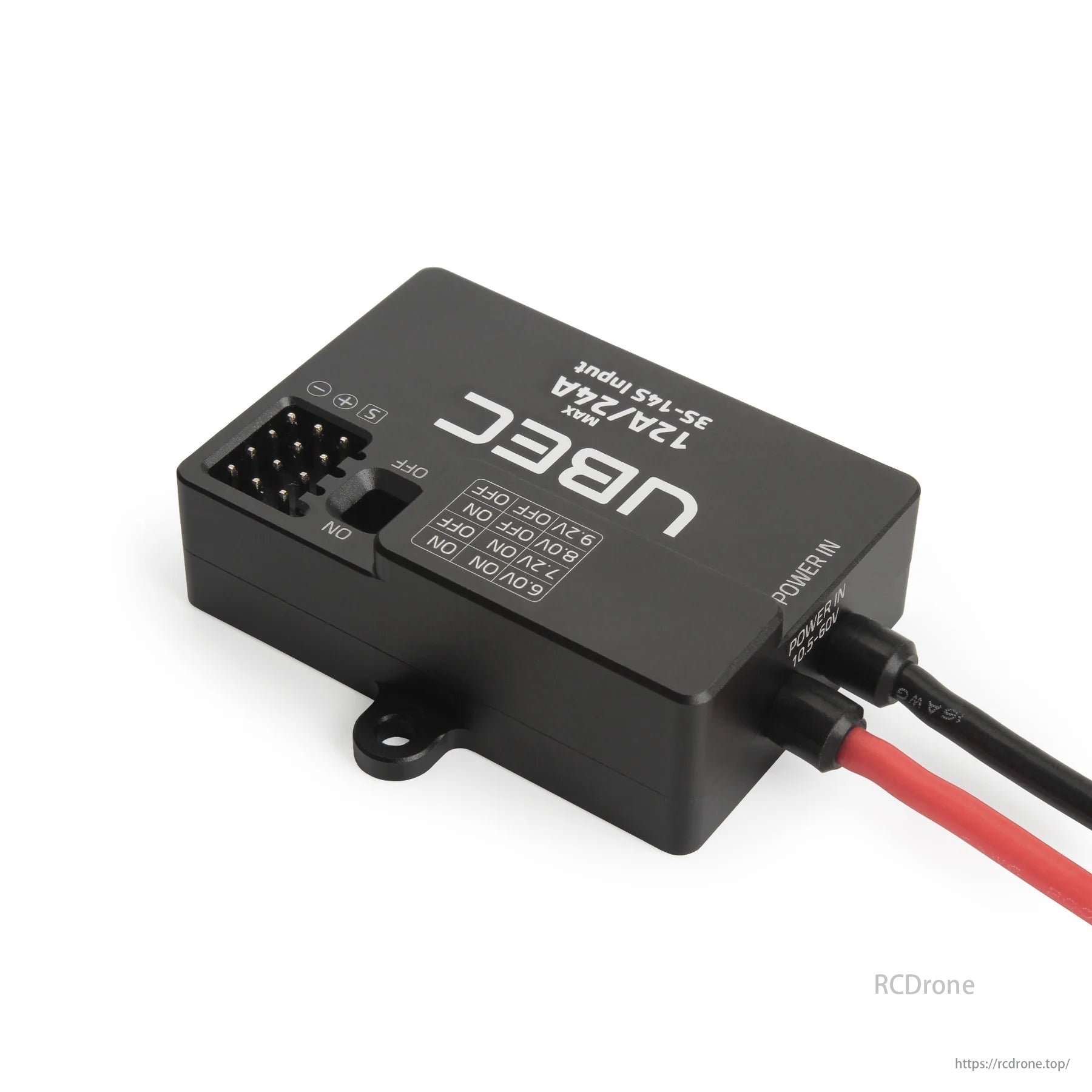 Holybro UBEC Power Module, UBEC device features 12A/24A max output, supports 3S-16S input, with a power input range of 10.5V-60V.