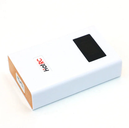 HotRC A400 battery balance charger for 3S/4S LiPo, angled top view with display window