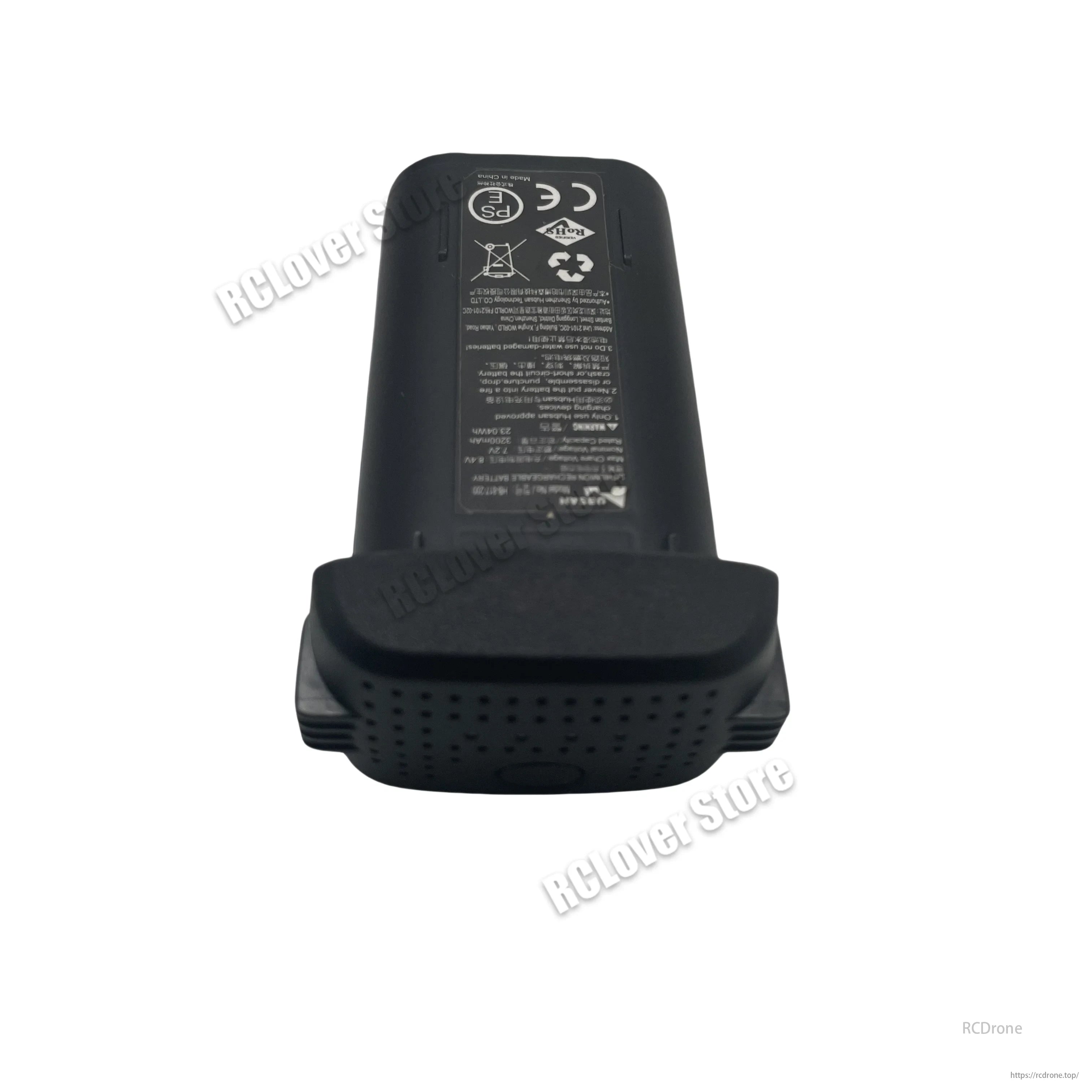 Orignal Hubsan Zino Mini Pro Drone Battery, Hubsan Zino Mini Pro Drone Battery (black, 7.2V, 3000mAh) features safety symbols, CE/PS marks, recycling info, and ventilation holes for heat dissipation.