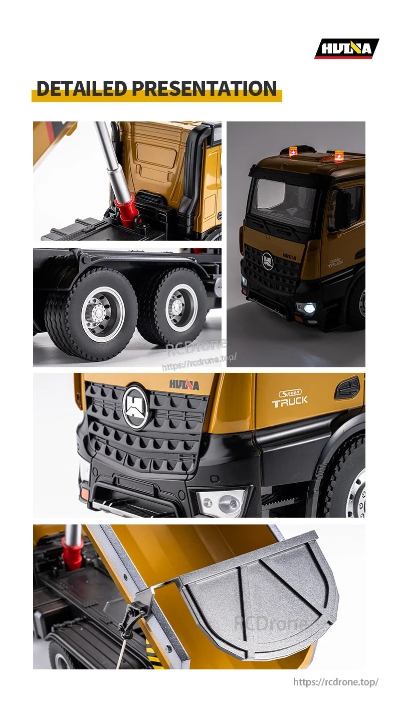 HuiNa 1/14 Scale RC Dump Truck, The HuiNa 1573 is a professional-grade RC dump truck designed for kids and adults who love construction play or hobby-grade RC models.