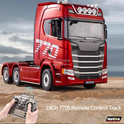 1/18 scale 19CH 770S remote control truck with 2.4G, lights, sound, RTR, and rear 4-wheel drive for realistic off-road performance.