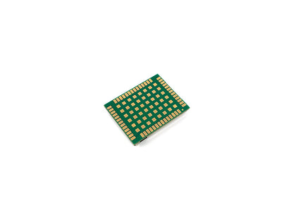 BT-B201E module underside close-up showing green PCB and gold BGA pads at angle