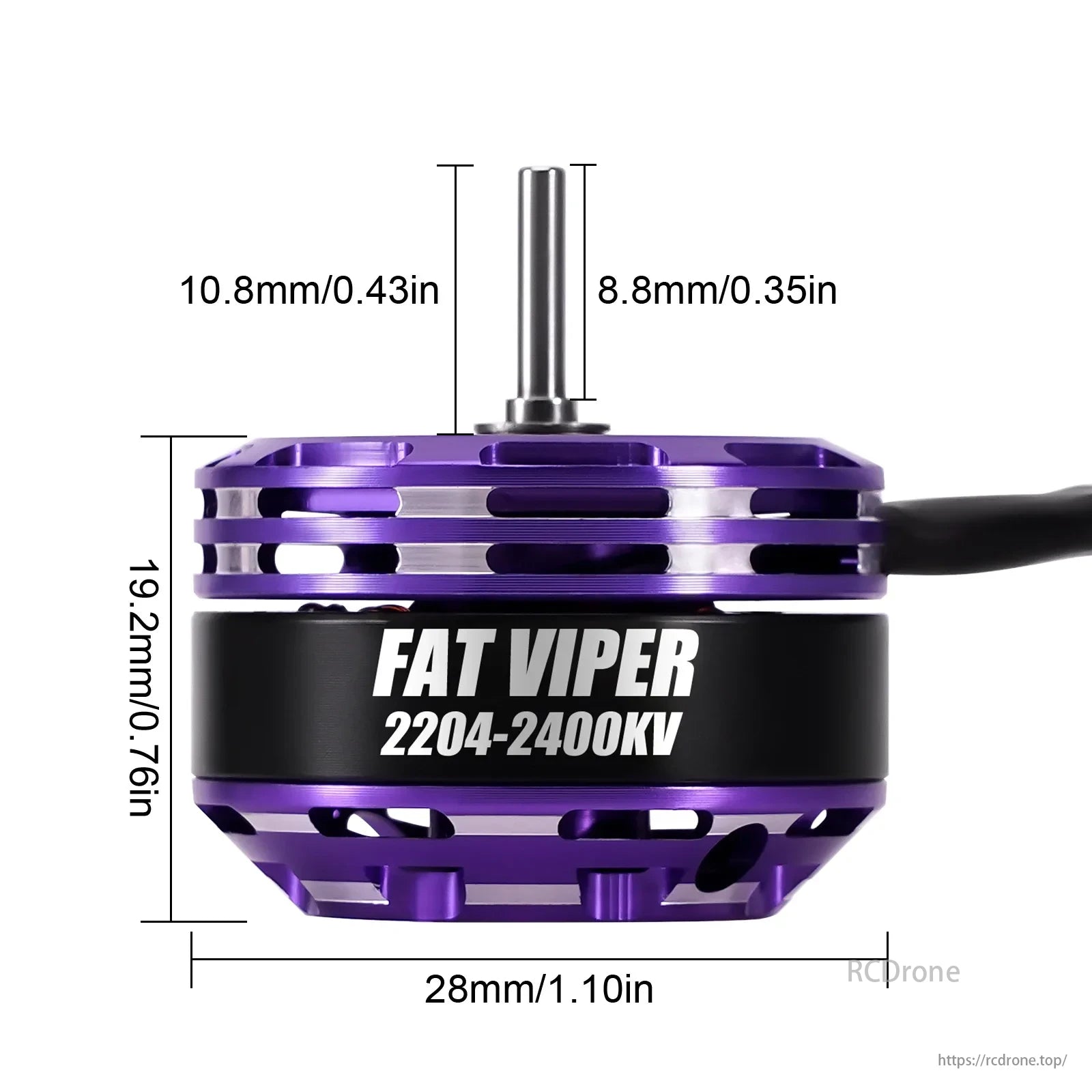 INJORA Fat Viper 2204 Motor, INJORA Fat Viper 2204-2400KV motor, 19.2mm height, 28mm width.