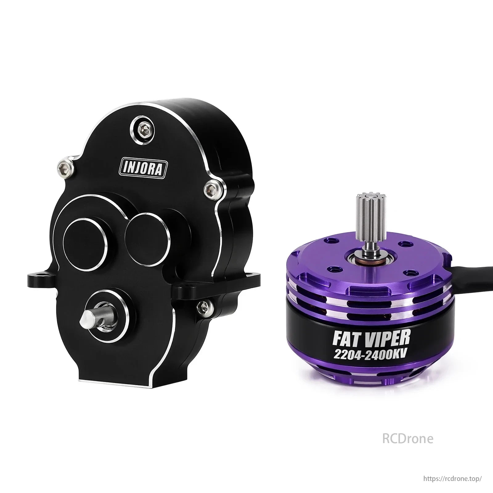 INJORA Fat Viper 2204 Motor, High-performance sensorless brushless motor for compact crawlers with strong aluminum housing and stainless steel gears.