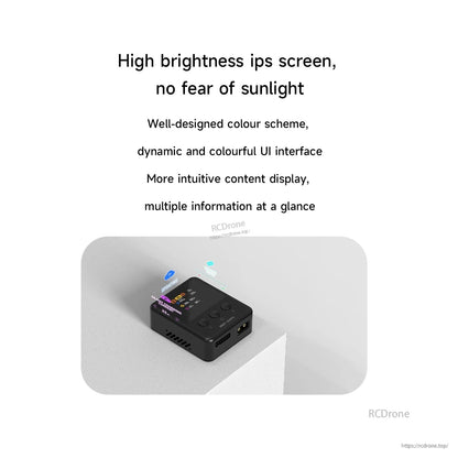 ISDT 608PD RC battery charger with color IPS screen, four control buttons, and front charging ports