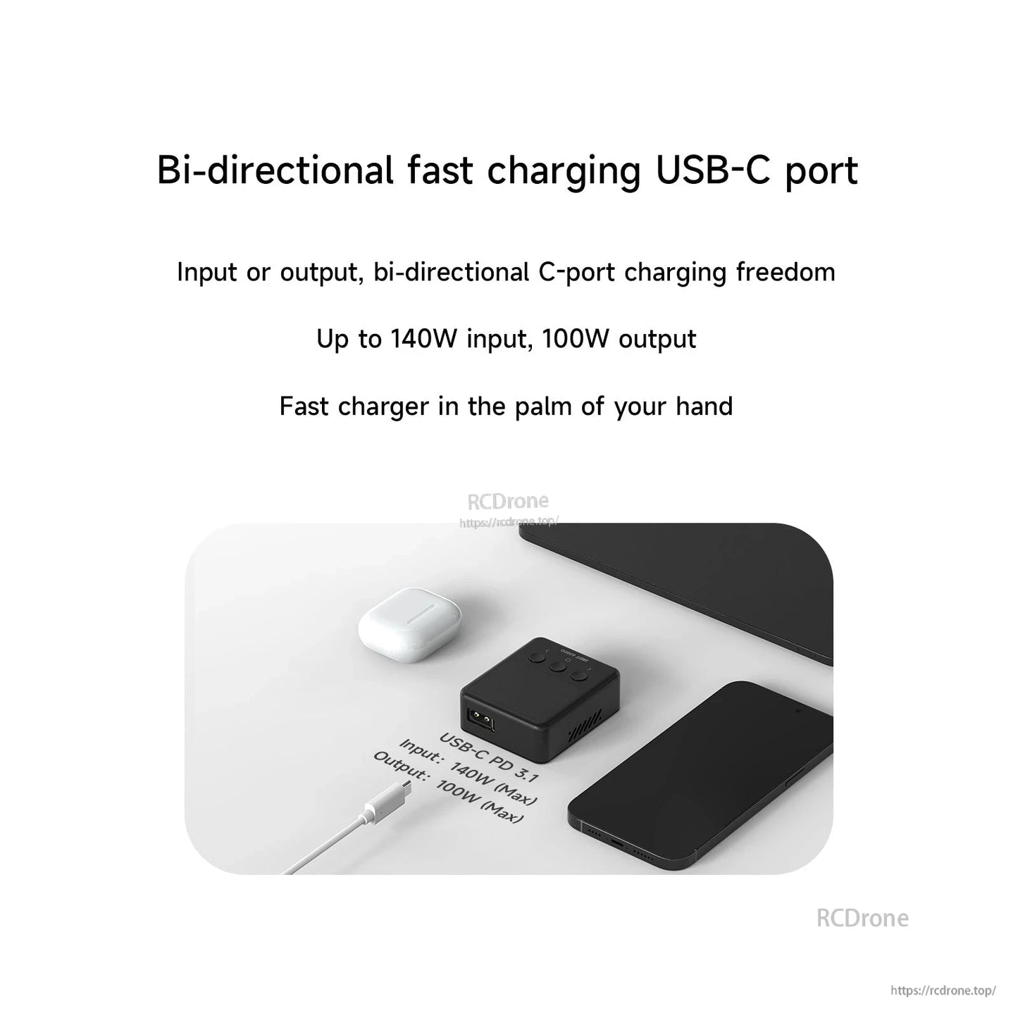 ISDT 608PD RC battery charger with bi-directional USB-C PD 3.1 port rated up to 140W input and 100W output