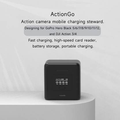 ISDT ActionGo ACG247 power bank charger with front display, for GoPro Hero Black 5-12 and DJI Action 3/4